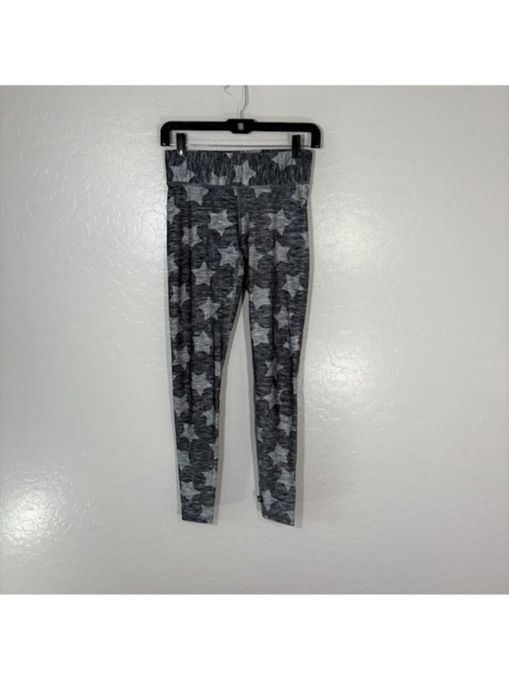 Terez Leggings Womens Small Gray Star Print High Waist Yoga Pants Made USA NYC